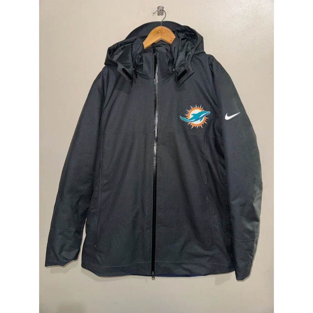 Men's L Nike NFL Miami Dolphins Team Issued PE On-Field Down 550 Puffer Jacket
